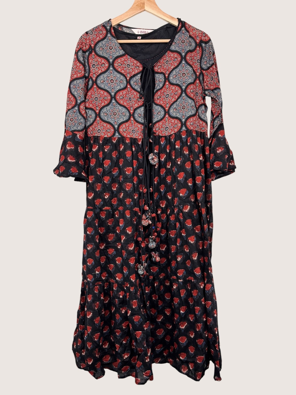 Biba Two-Piece Maxi Dress Set | Size 34 | Black Rust Paisley